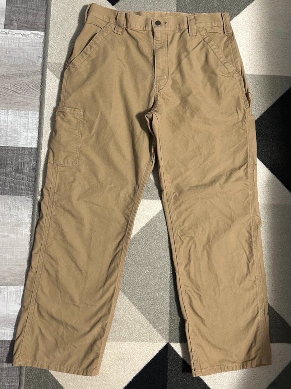 Carhartt EUC Dark Khaki Cotton Utility Work Carpenter Pants Men's Size 36 X 30
